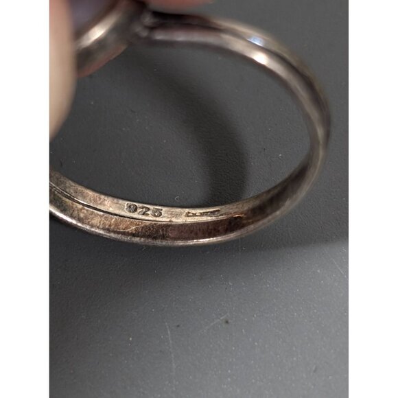 Sterling Silver 925 MOP Round Solitaire Ring Size 6.5 Boho Western - Picture 7 of 8